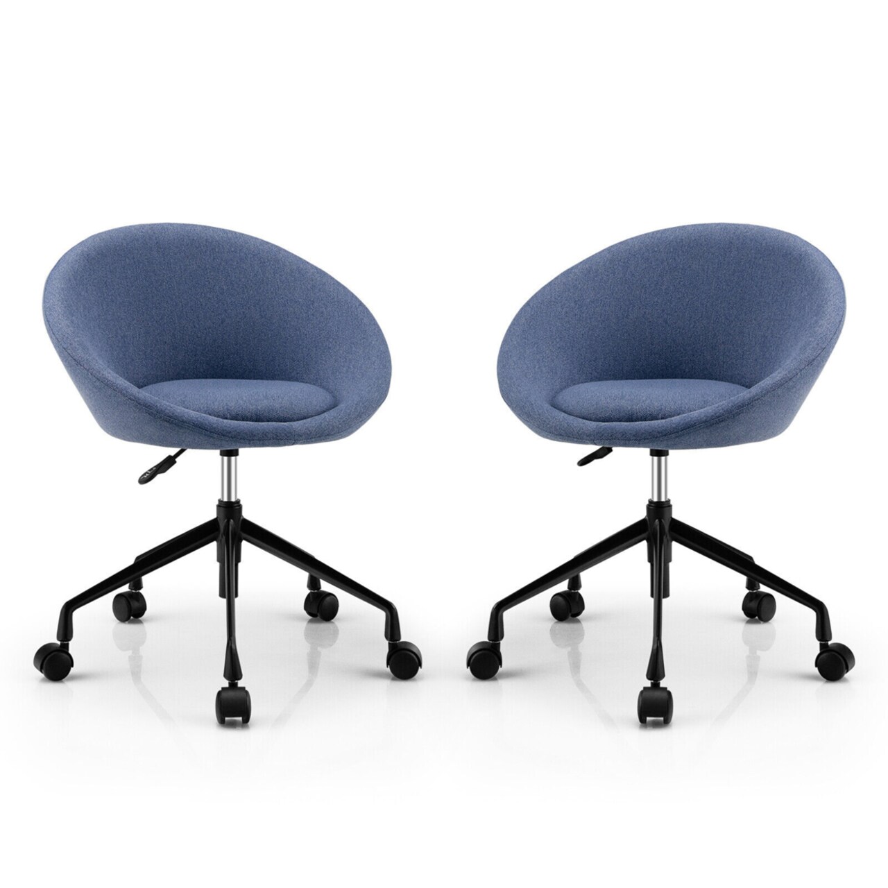 Set Of 2 Swivel Home Office Chair Adjustable Accent Chair W/ Flexible Casters